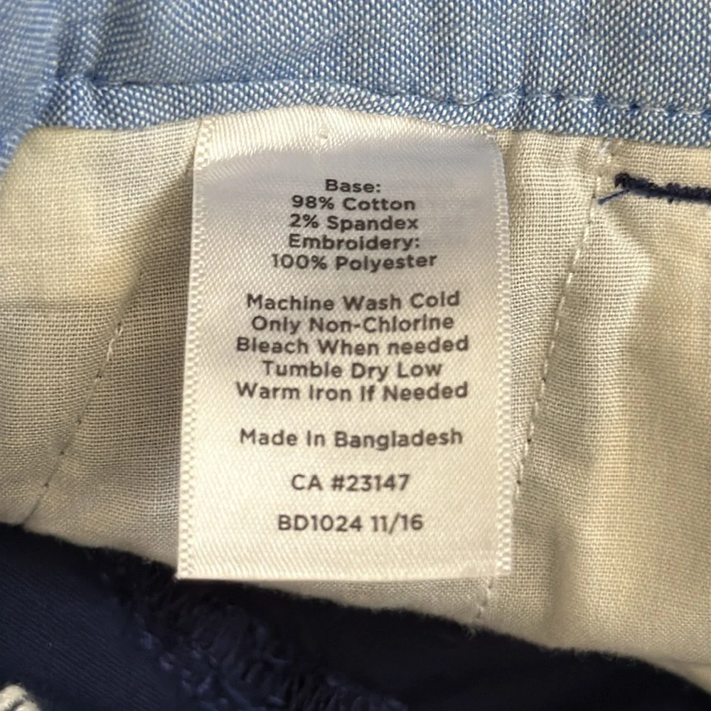 Talbots | The Weekend Chino Embroidered Sailboat Cropped Pants Blue (8) - Picture 8 of 15